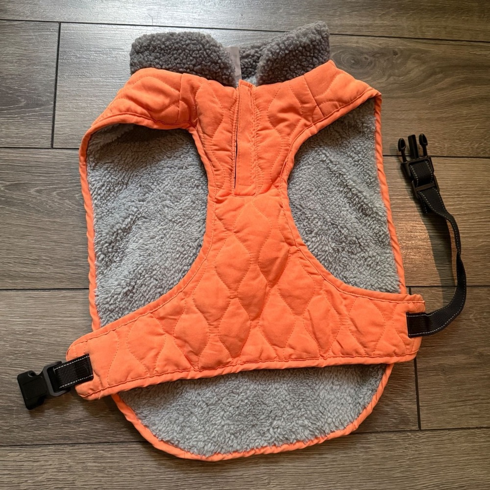 Sheripet Orange Quilted Dog‎ Vest Sherpa Lined Reflective Large
